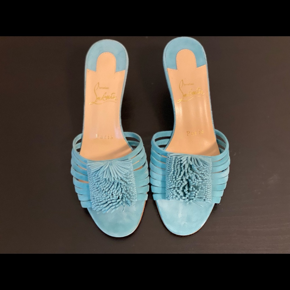 CHRISTIAN LOUBOUTIN BELBROSSA 55 TURQUOISE SUEDE. Brand NEW never worn. - Picture 3 of 13